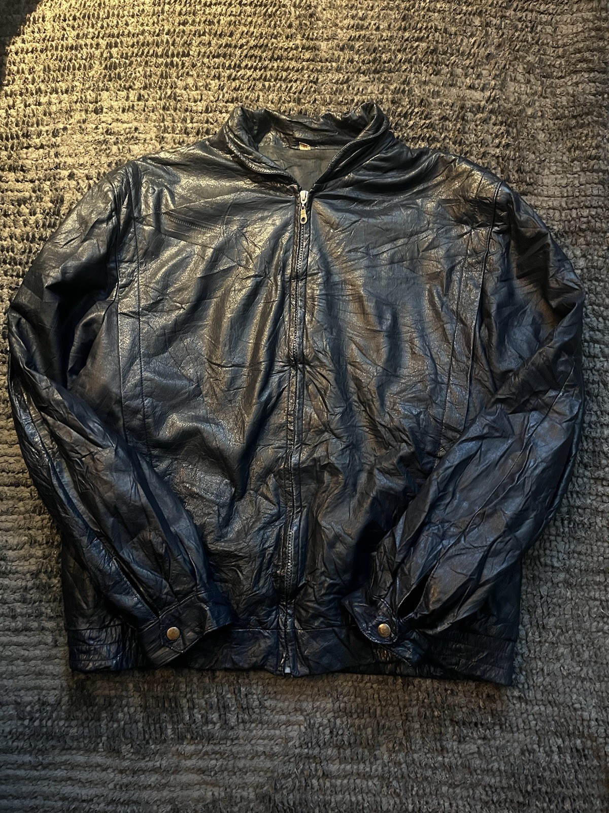 Men’s dark blue 80s japanese Bomber Jacket Full Zip Length Size L 42