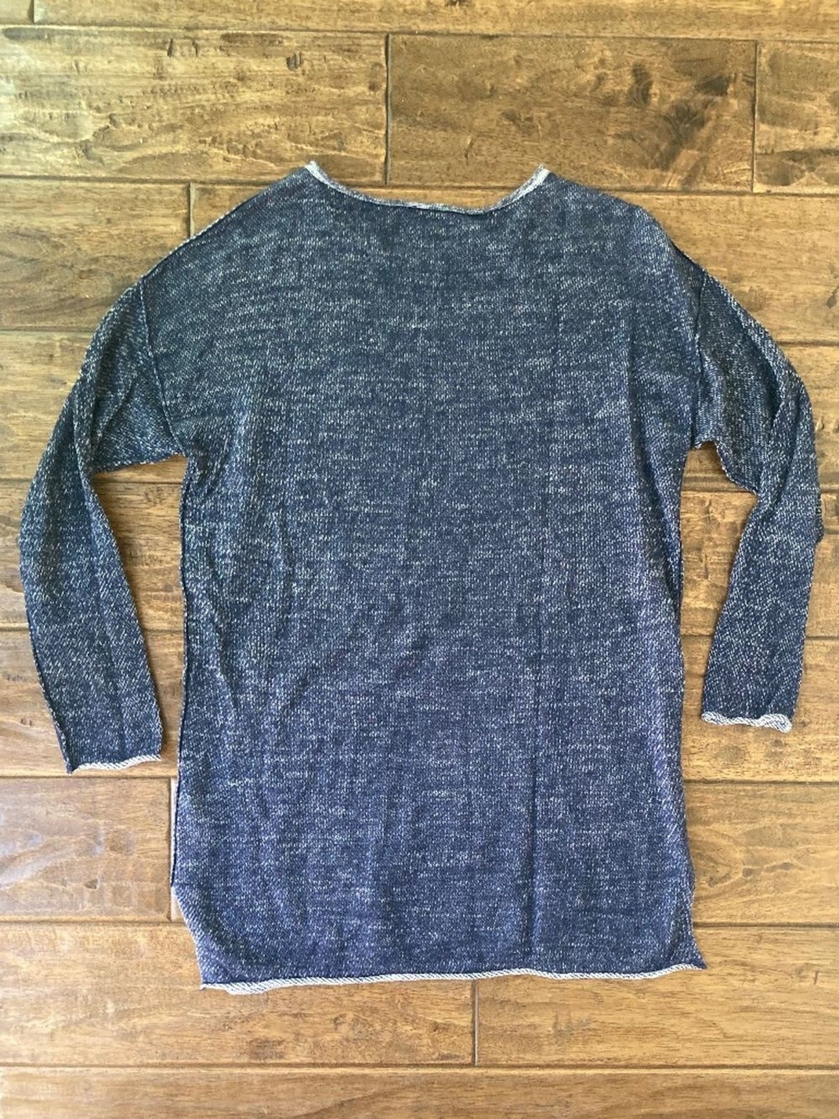 Eileen Fisher Womens Medium Marled Blue Knit Top Neutral Minimalist Relaxed