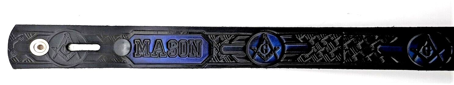 MASONS MASONIC EMBOSSED GENUINE COWHIDE LEATHER BELT SIZE 26-48 USA MADE