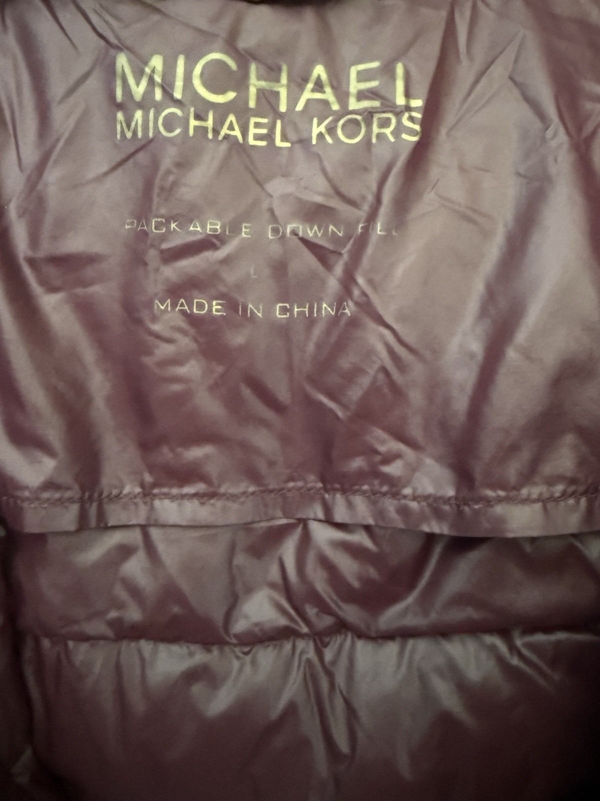 Michael Kors Women’s Packable Down Hooded Full Zip Puffer Jacket Burgundy L