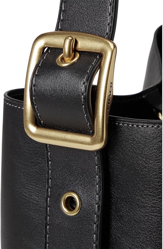Coach Women’s Bleecker Black Bucket Bag Adjustable Shoulder Strap Pouch Gold
