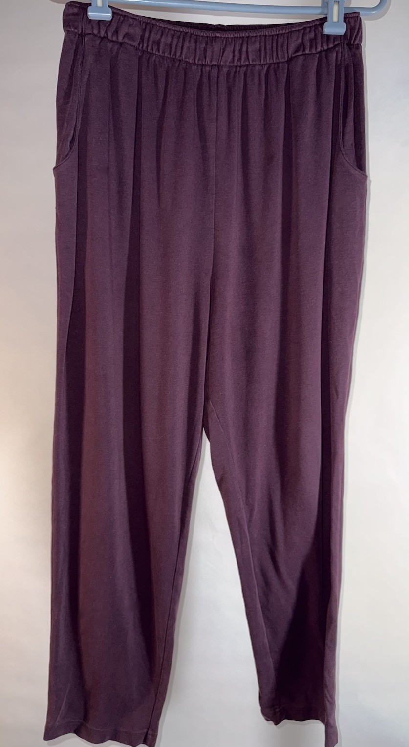 Fashion Bug Women’s Petite Purple Solid Pull-On Pants Sweats w/ Pockets