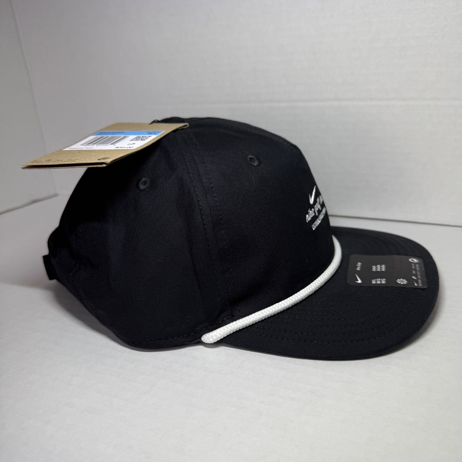 Nike Pro Golf Training M/L Unstructured Strapback Rope Hat #IB8543-010 Black Cap