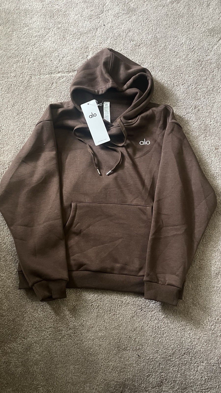 Alo Brown 2-Piece Hoodie & Jogger Pants Set Sz S Fleece Pockets Drawstring
