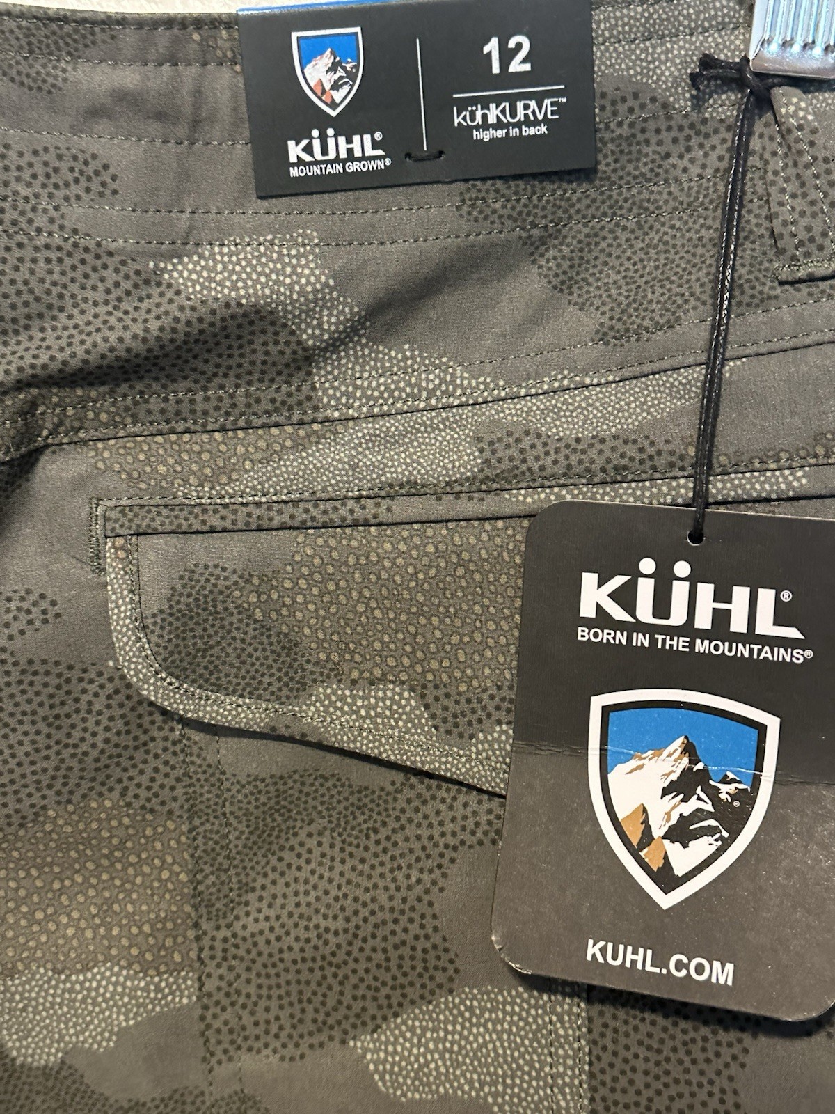 KUHL Freeflex Cargo Short 10″ in Olive Camo Women’s sz.12 NWT Hiking Fishing
