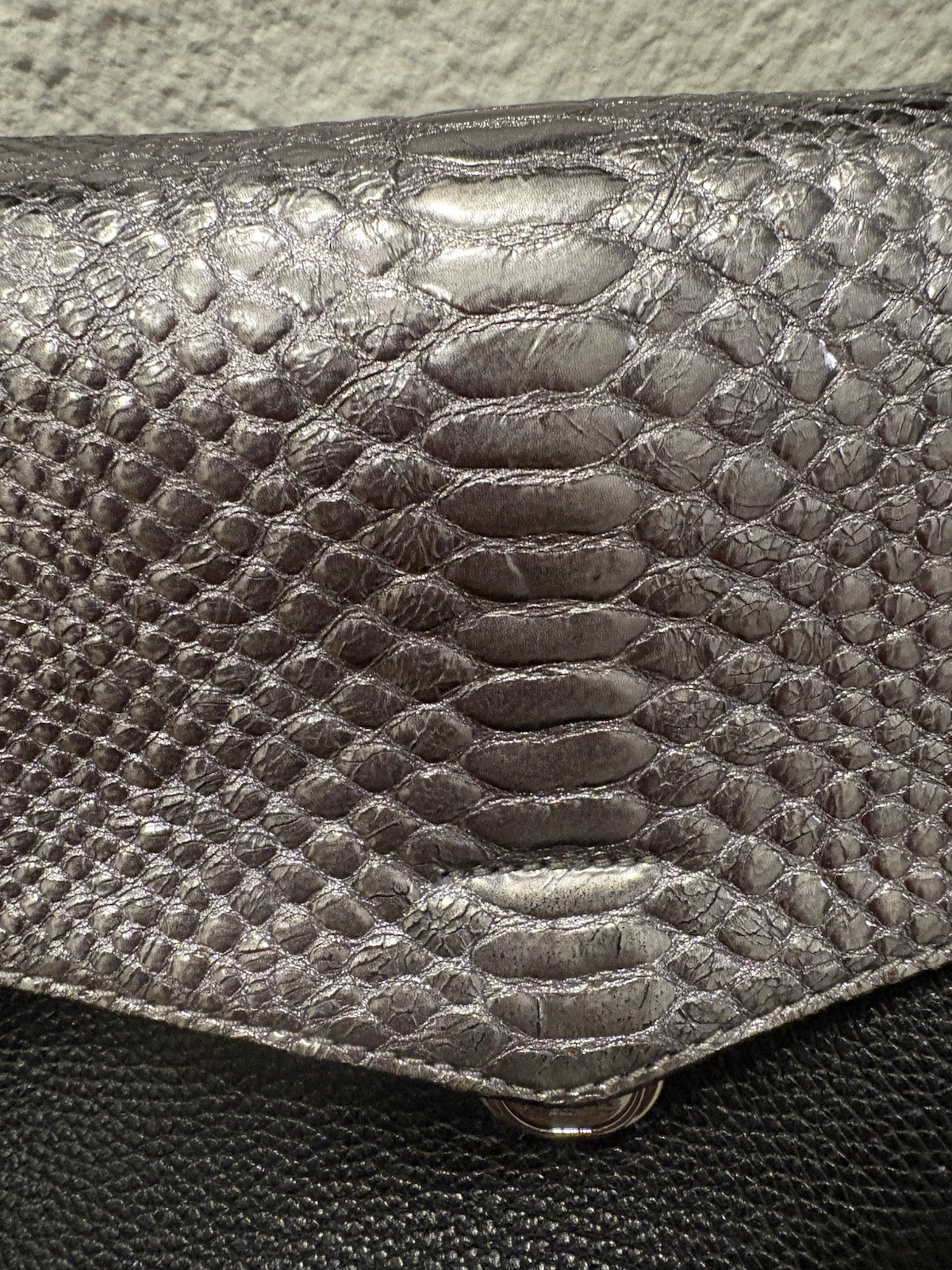 Michael Kors Black Satchel w Snake Print Flap, Silver Hardware & wallet