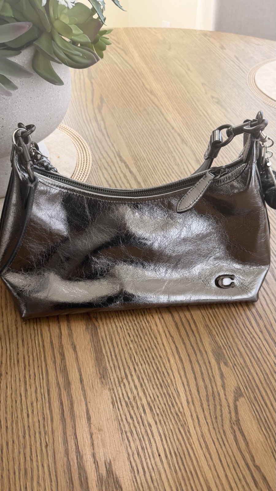 Coach Juliet 25 Pewter/Anthracite Leather shoulder and croc body bag.