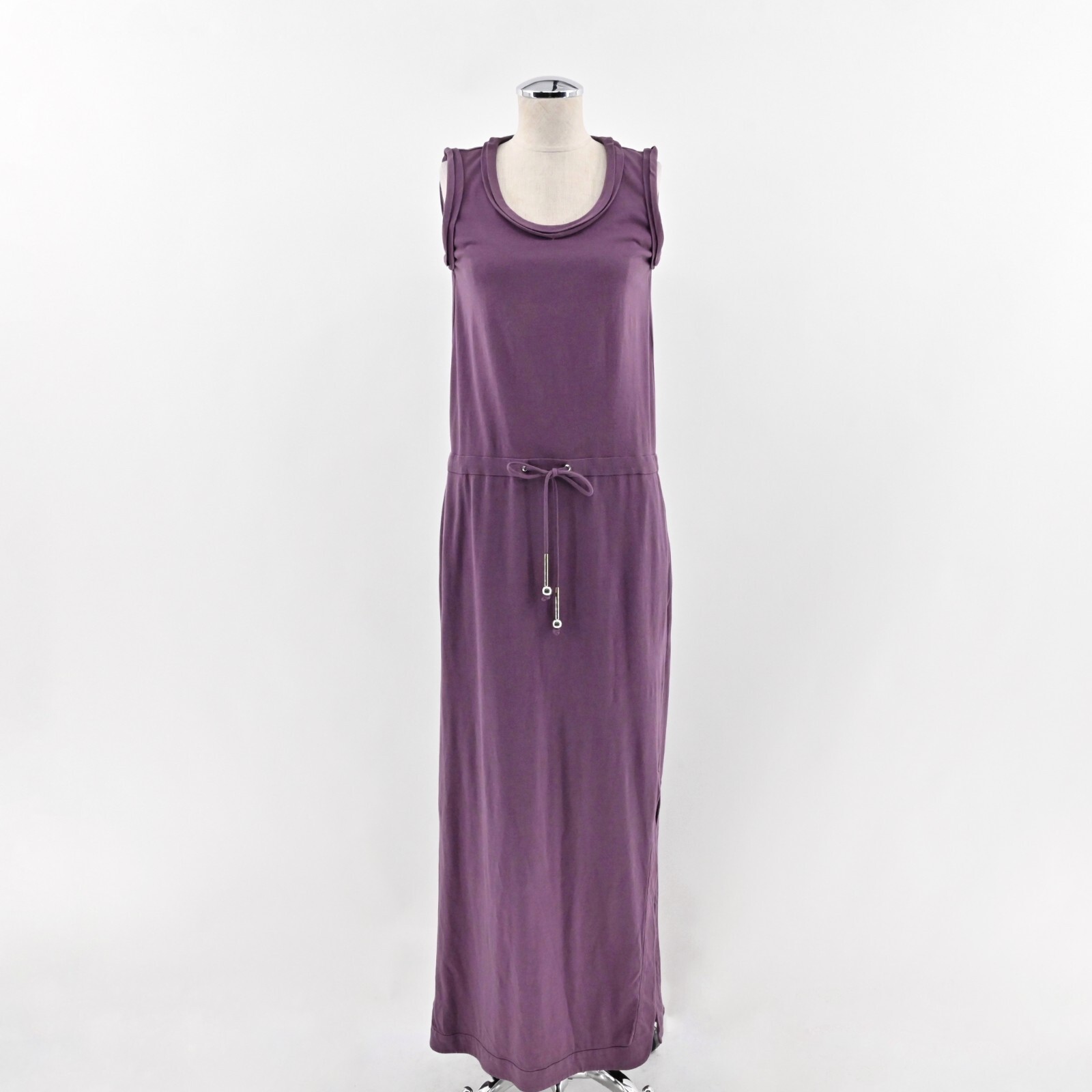 Diane Von Furstenburg Rae Maxi Dress Size S Purple Side Slit Tie Waist Casual