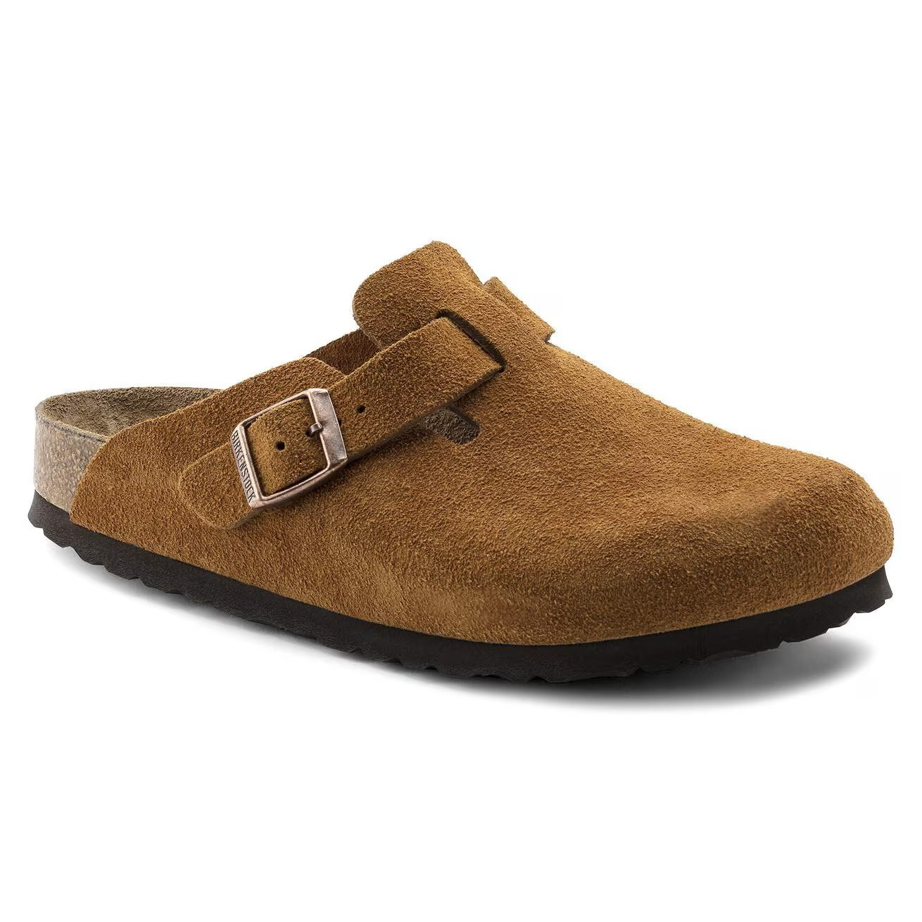 Birkenstock Boston Soft Footbed Suede Leather Clog Shoes Taupe/Black/Mocha/Mink