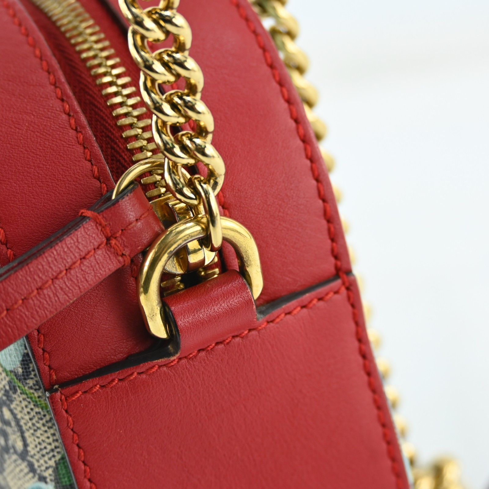 Gucci GG Blooms Supreme Chain Shoulder Bag Beige Red 546313 Crossbody C1683YA711
