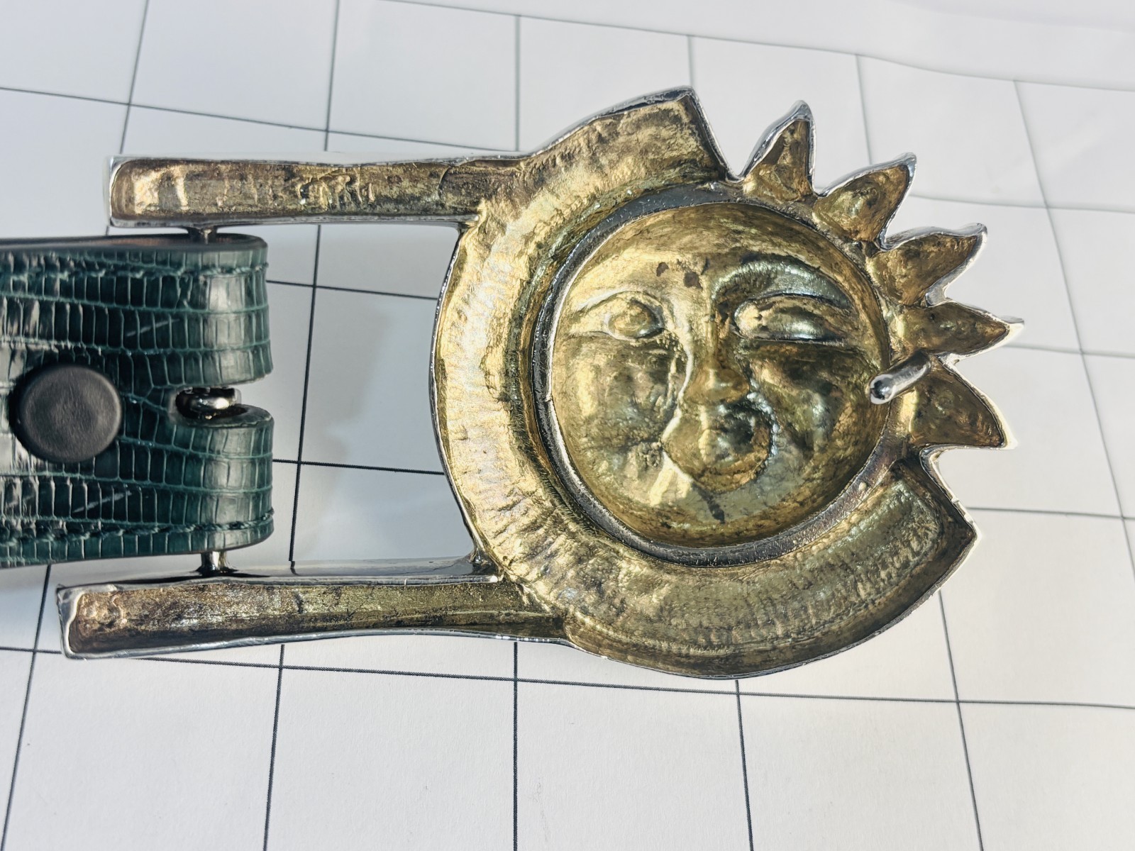 Large Barry Kieselstein Cord Style Sterling Silver .925 Sun Face Belt Buckle 40