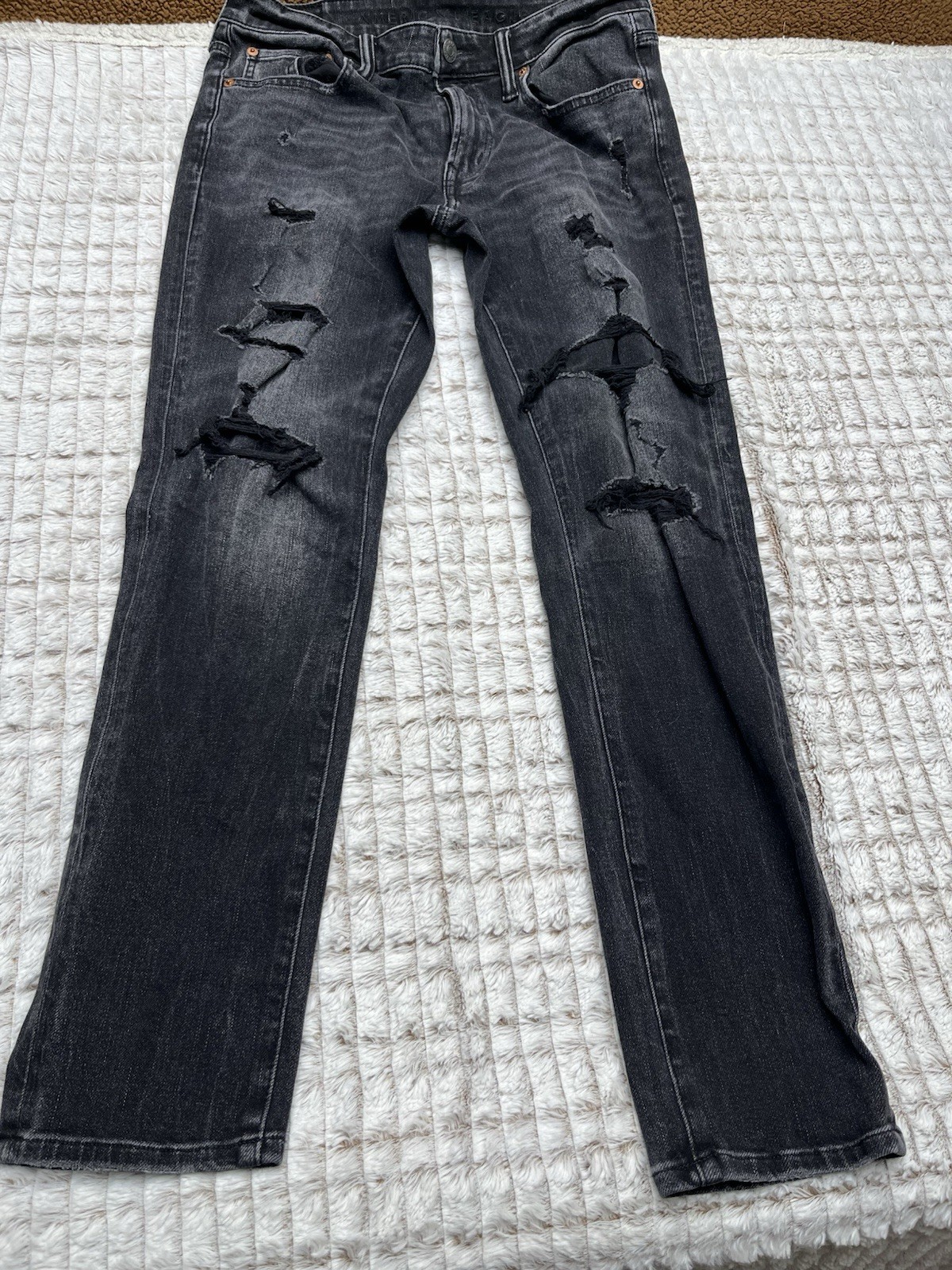 American Eagle Outfitters Men’s Black Jeans AIRFLEX 360 Skinny Straight 33/30