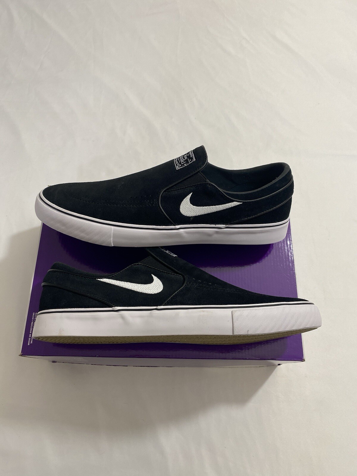 New Mens Size 11.5 Black White Nike SB Janoski+ Slip Skate Shoes FN5893 001