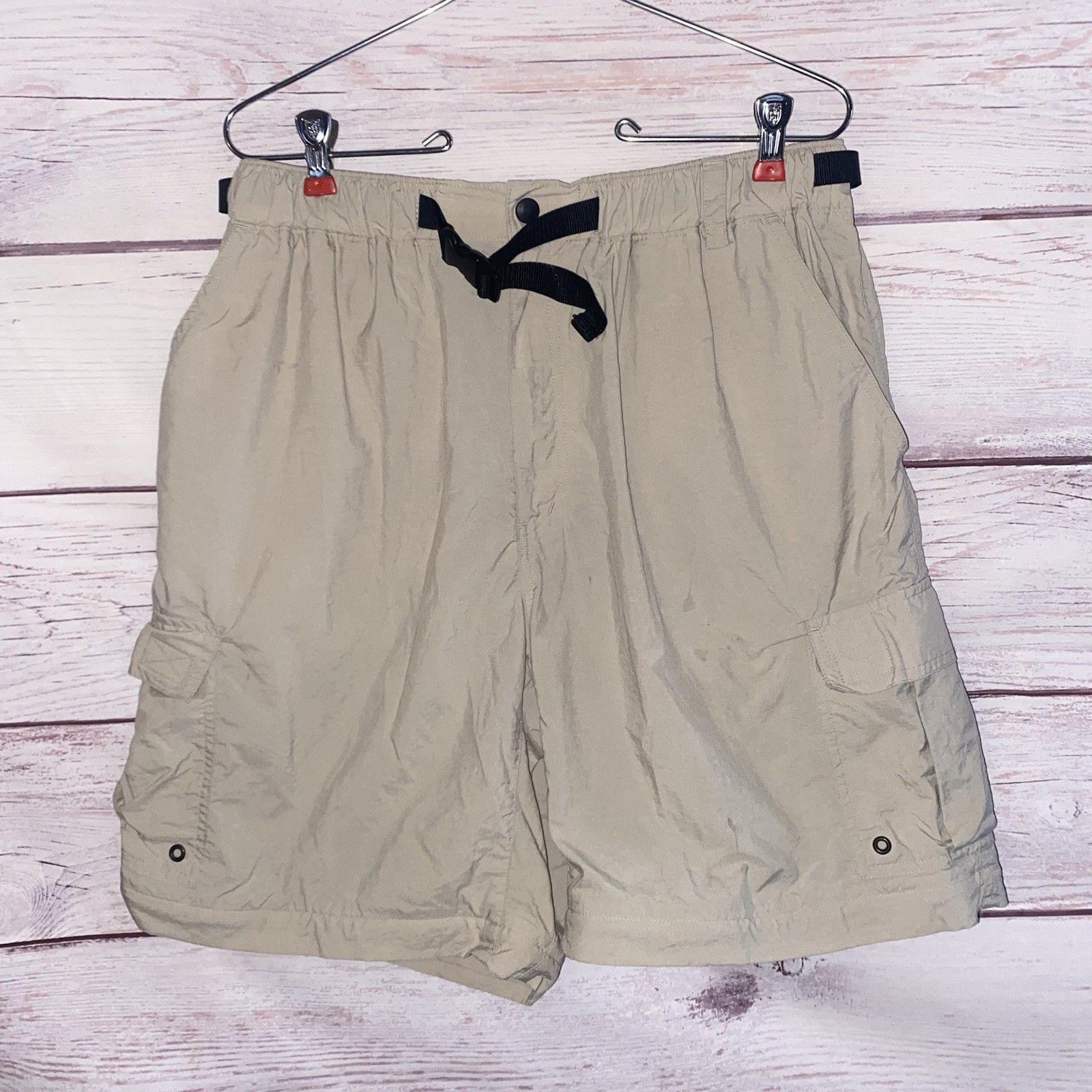 3 REI Mens Shorts L Light Green Tan Lt Tan Belted Hiking Outdoor A15