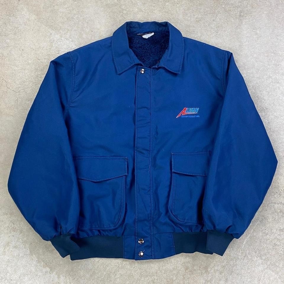 Vintage 80s Sports Master Alvan Motor Freight Jacket Size XXL Blue Fur Lined USA