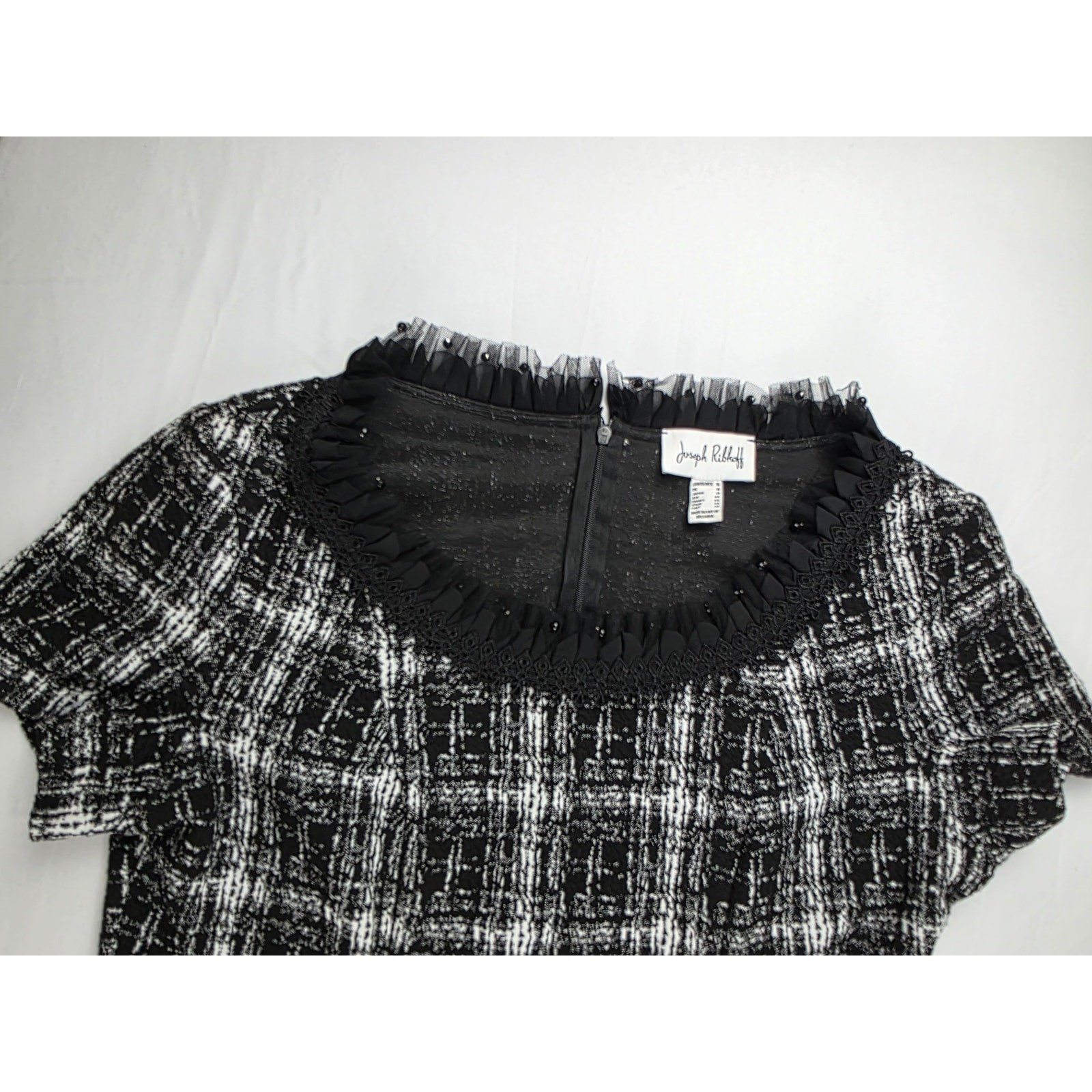 Joseph Ribkoff Grey Black Plaid Pencil Dress Size 16