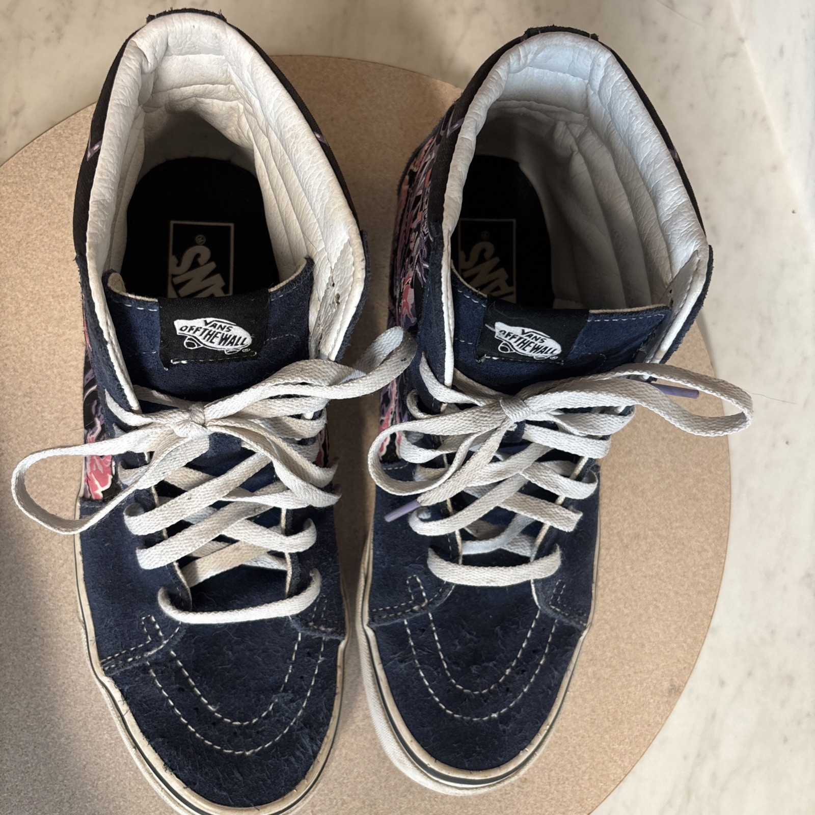 VANS Off The Wall Graphic High Top Skate Sneakers Navy Suede Men’s Sz 8