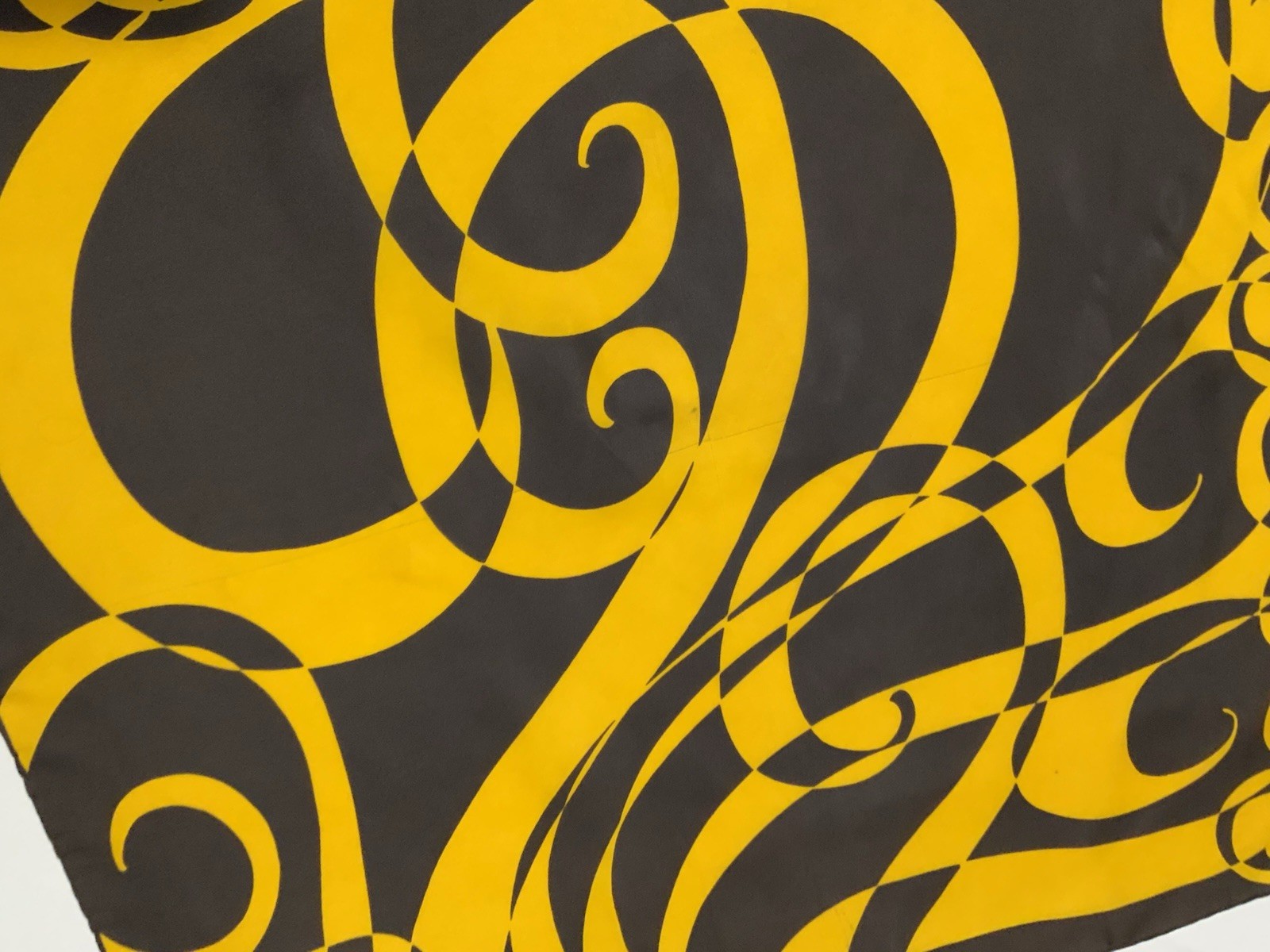 Lovely Unbranded All Silk Hand Rolled Gold & Black Square Scarf PGC