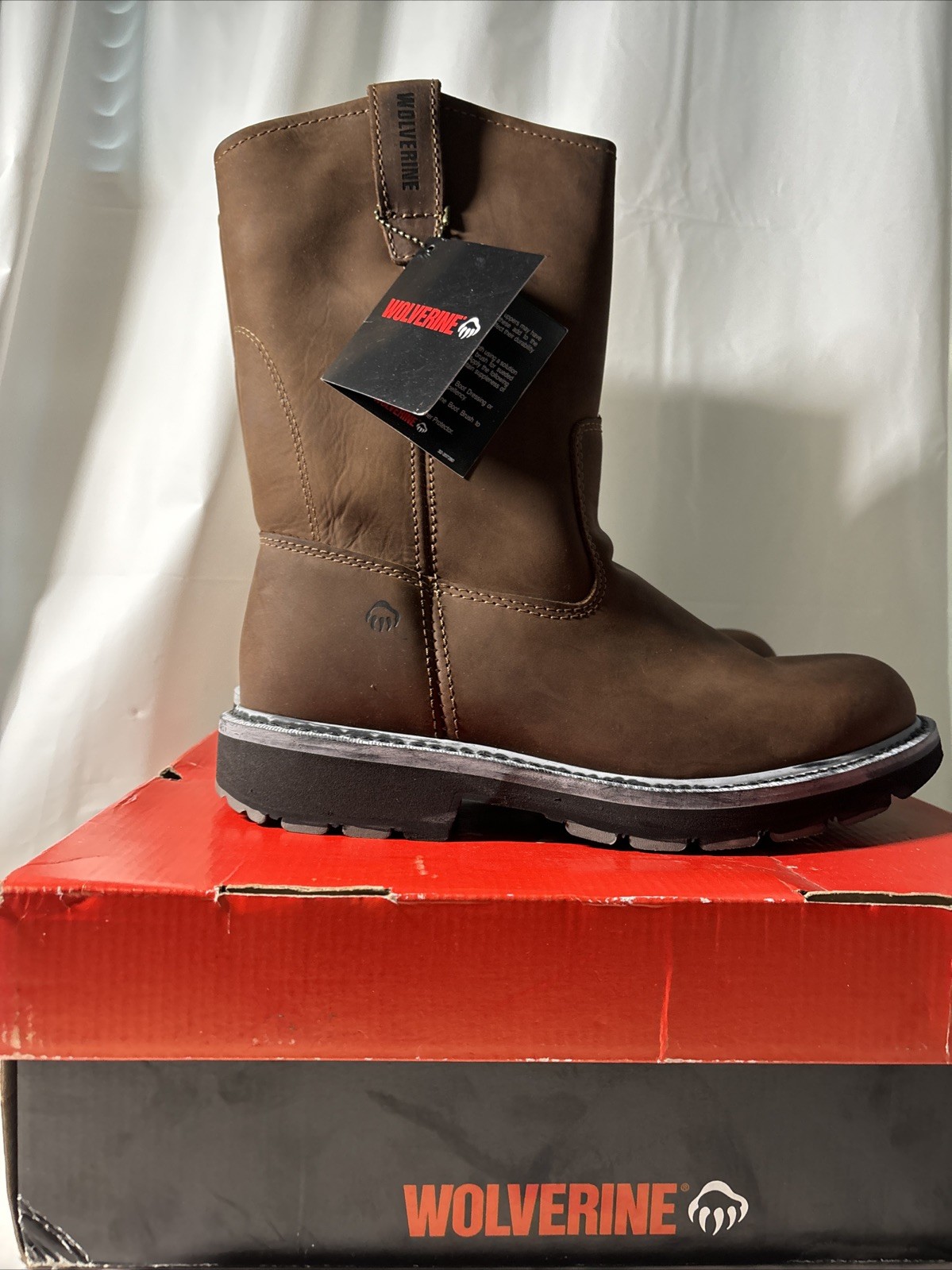 Wolverine Men Wellington 10″ Leather Work Boots Dark Brown W04727 Size 10M