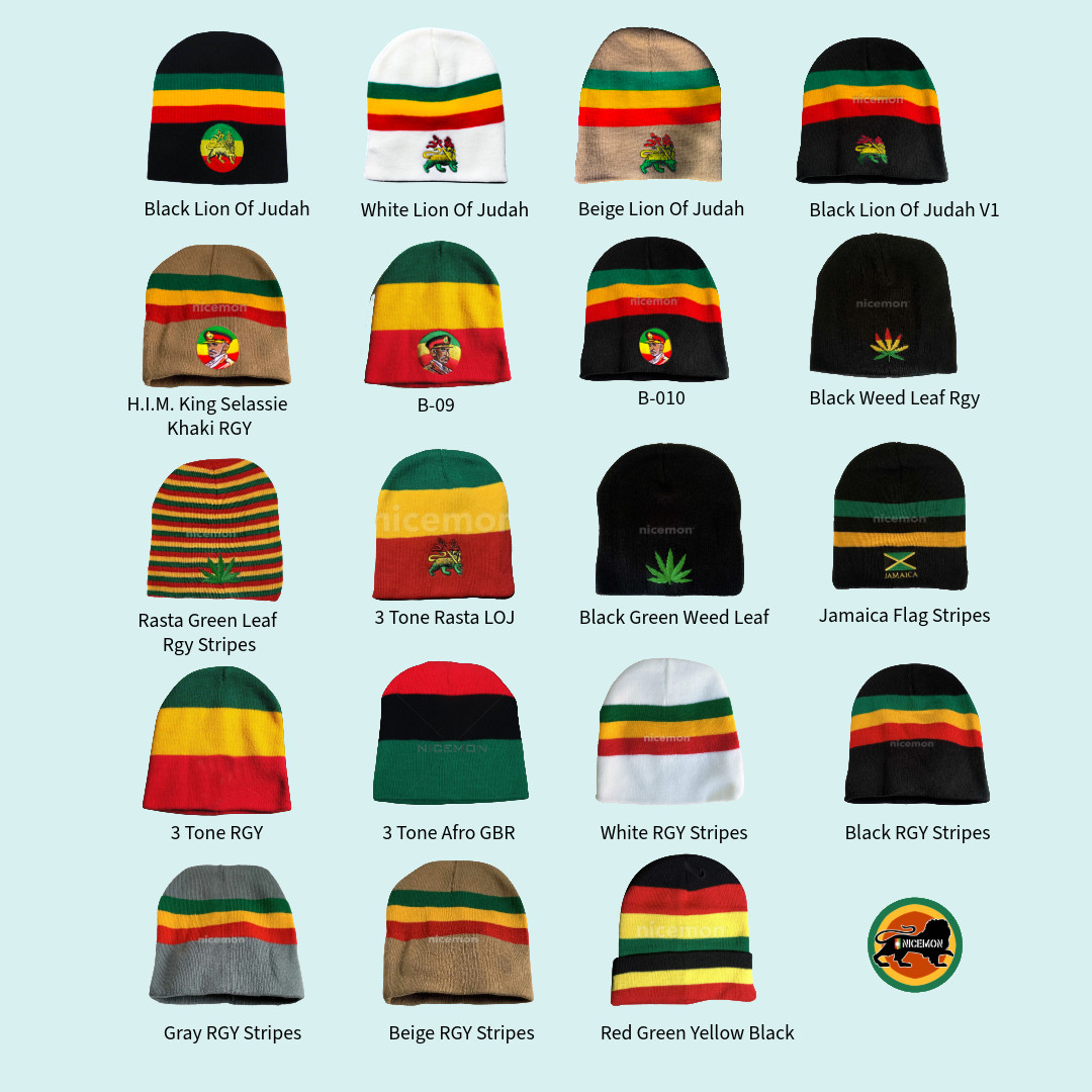 Rasta Beanie Tam Cap Hat Rastafari Selassie Africa Jamaica Reggae Beanies Unisex
