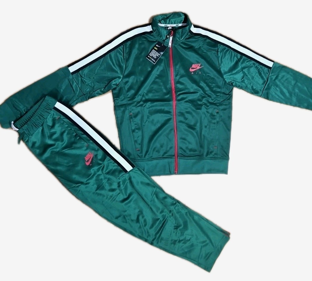 Nike Track Suit Mens Full Zip Jacket Pants Zip Pockets Green Medium. New