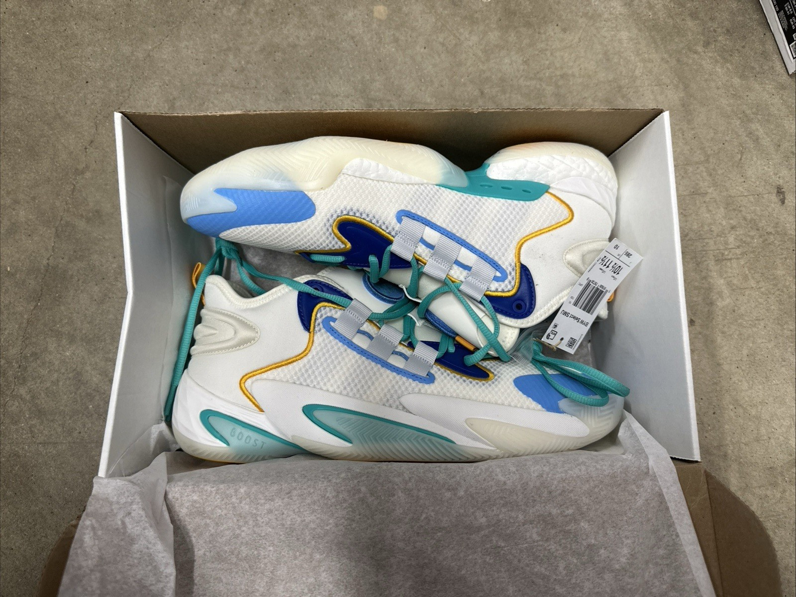 Adidas BYW Select Cream White Blue Burst Basketball Shoes IF4285 Size 10.5/15