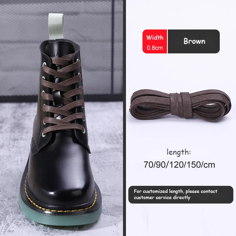 1 Pair Waxed Cotton Shoelaces 0.8CM Width Flat Waterproof Shoe Laces Unisex Boot