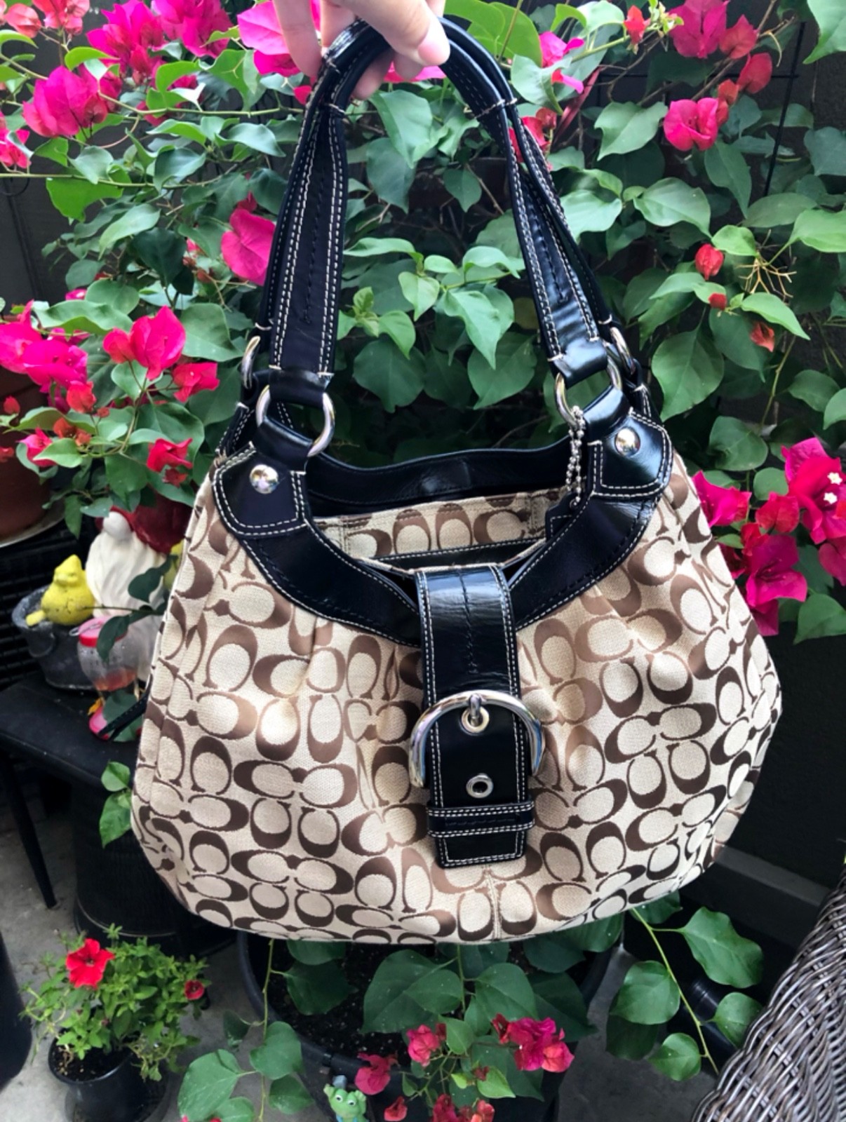 Coach Soho Lynn Large Hobo Shoulder Y2K Bag Brown Canvas F15083