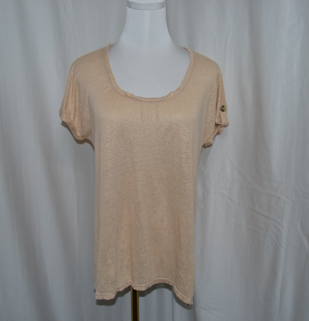 Lilly Pulitzer Inara Sand Dune Gold Shimmer Linen Top Size M