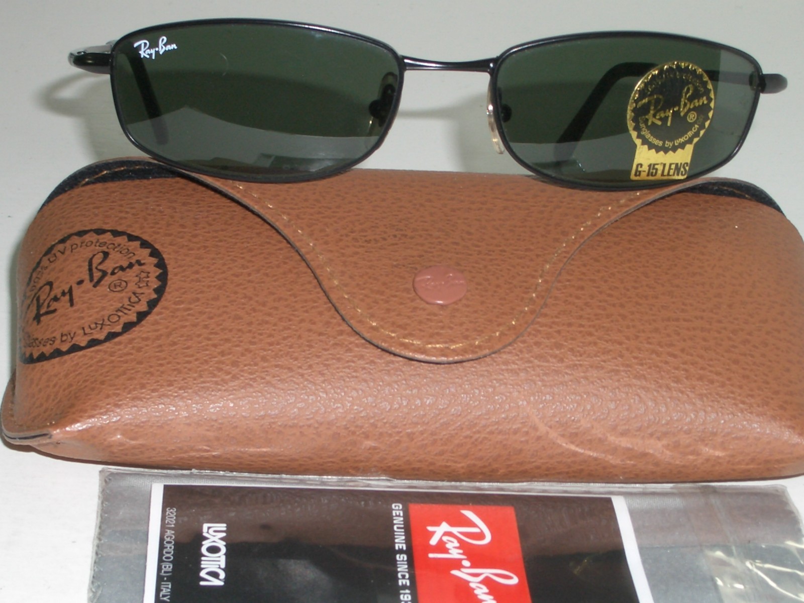 55[]18mm RAY-BAN RB3198 006 3N G15 SLEEK BLACK RECTANGULAR SUNGLASSES NEW