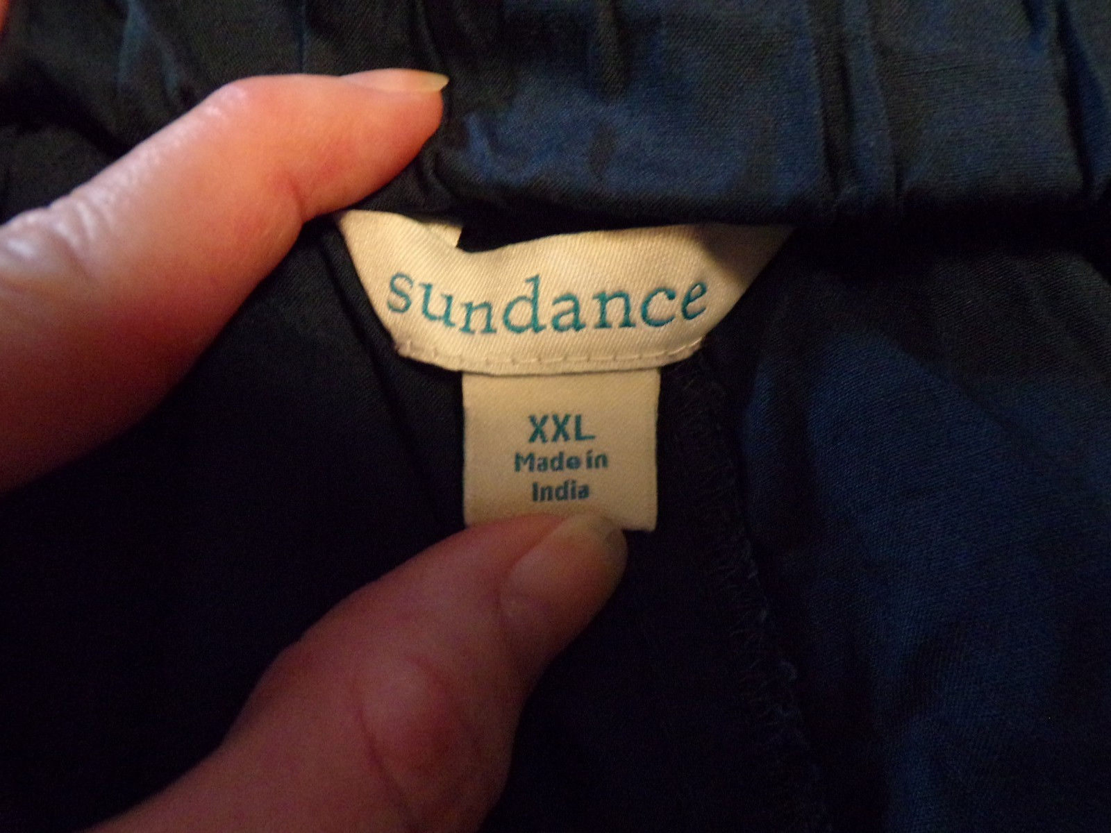 SUNDANCE Blue Embroidered Orange Pull On Pants Womens XXL Pockets Drawstring