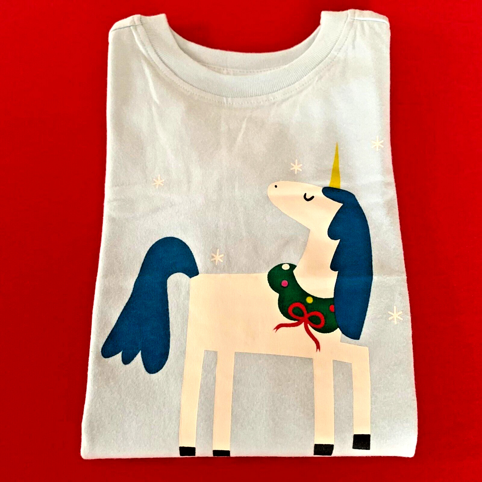 Hanna Andersson Light Blue Unicorn Cotton Shirt. Size 18-24 Months, 80 cm
