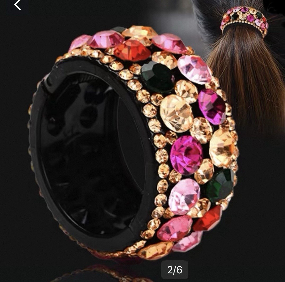 Colorful Rhinestone Ponytail Holder Crystal Hair Tie Bling Hair Accessory
