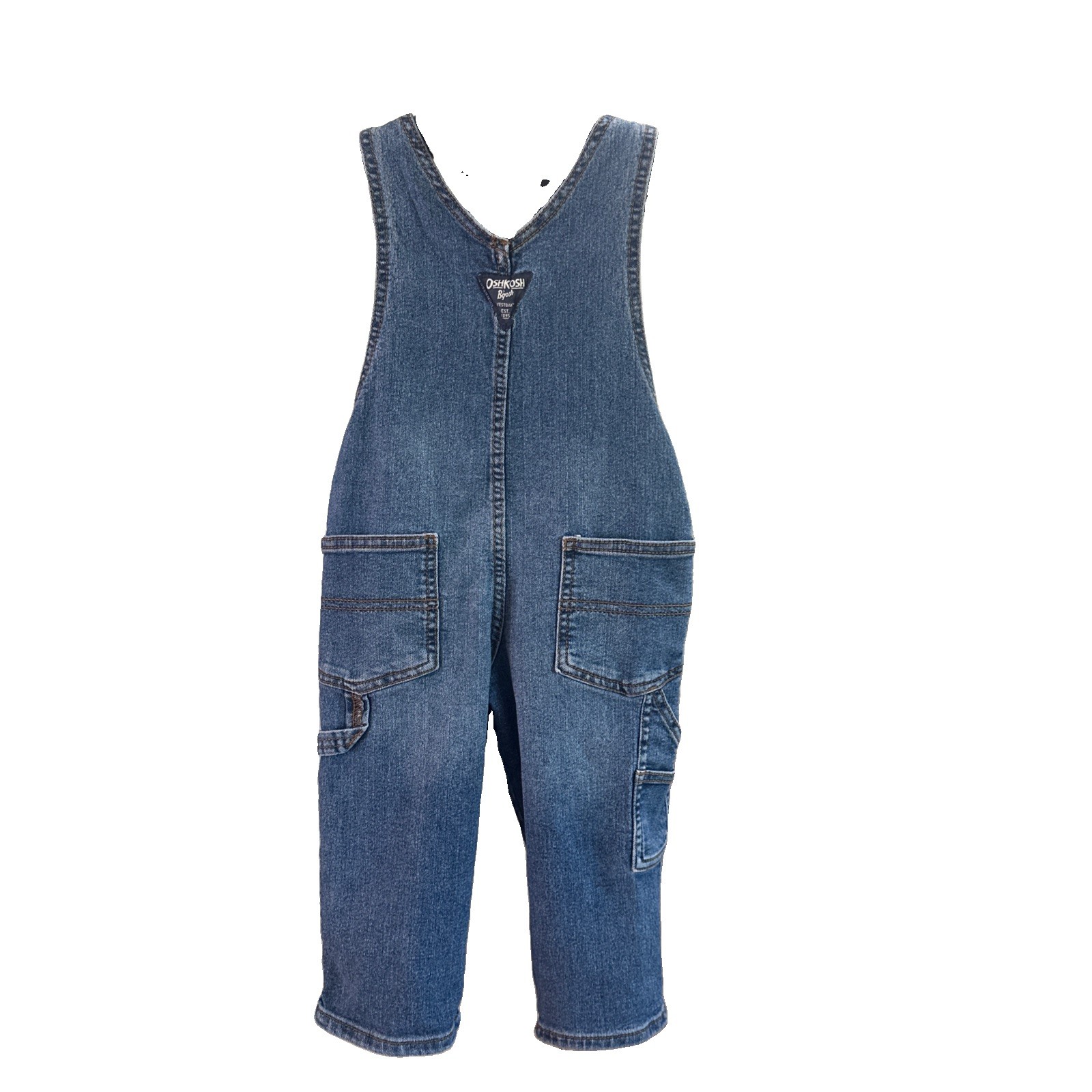 OshKosh B’gosh Toddler Denim Overalls 2T Blue Vestbak Adjustable Strap Jeans