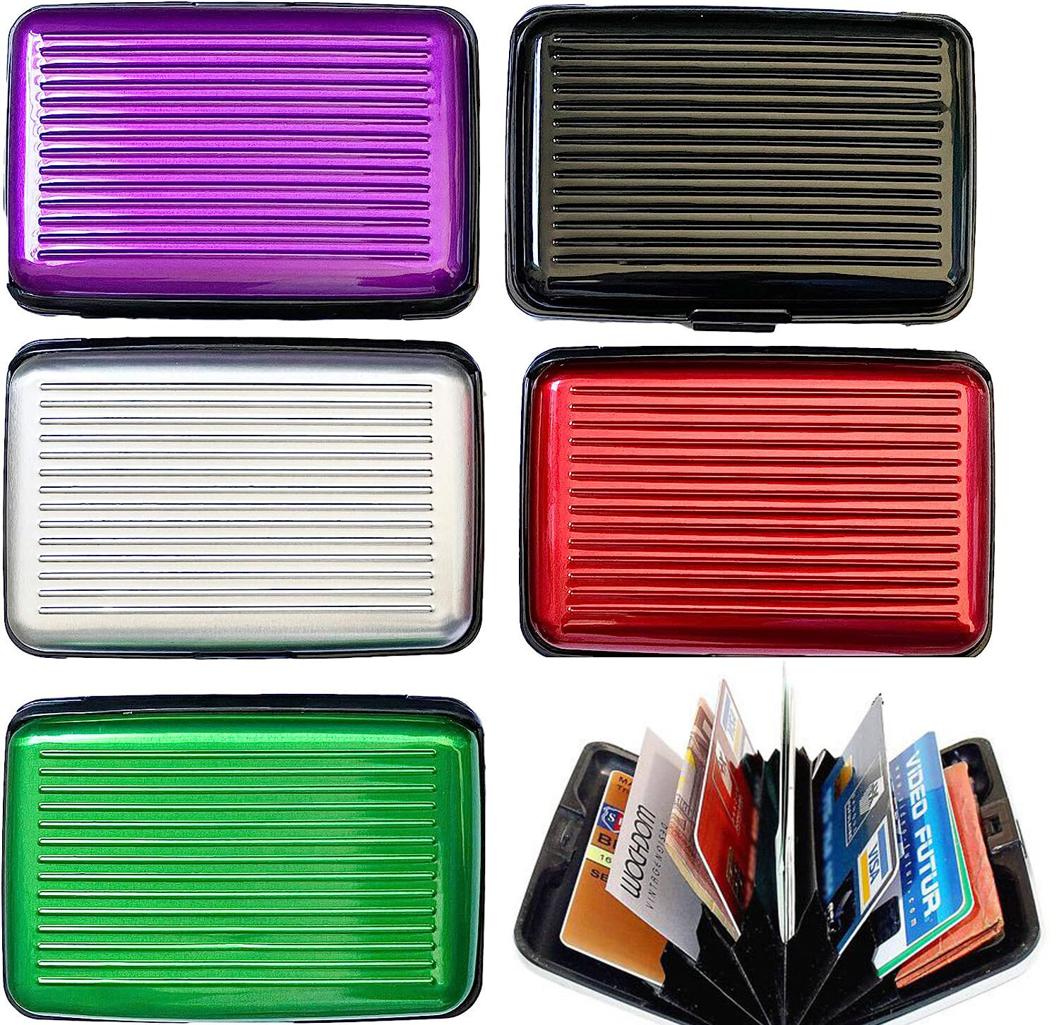 RFID Blocking Slim Metal Hard Card Case Credit Card Holder Mini Aluminum Wallets