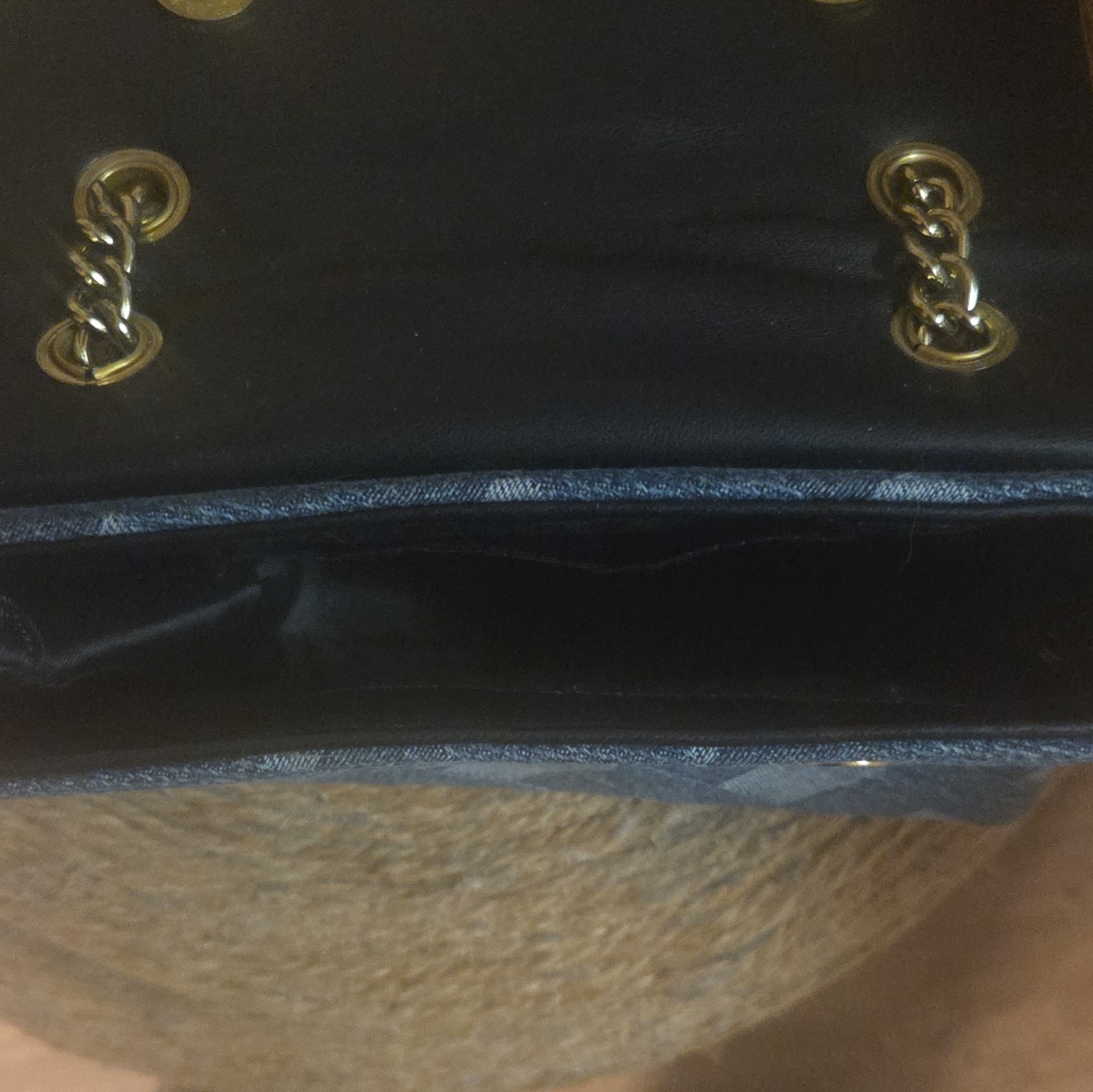 Kurt Geiger Blue Geometric Shoulder Bag Chain Strap Logo Gold Tone Hardware