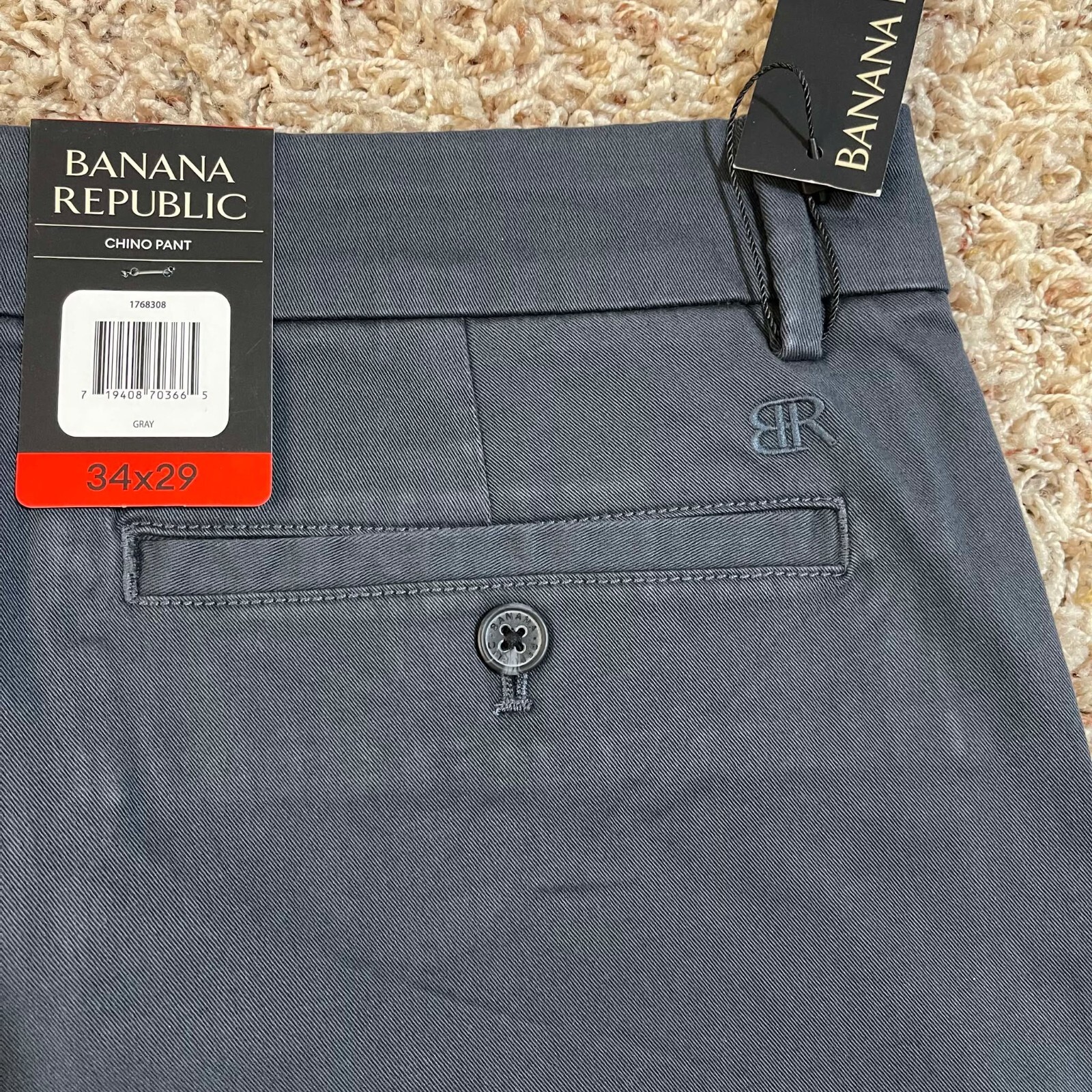 Banana Republic Men’s 5-Pocket Chino Pants Grey, Size 34×29 (New)