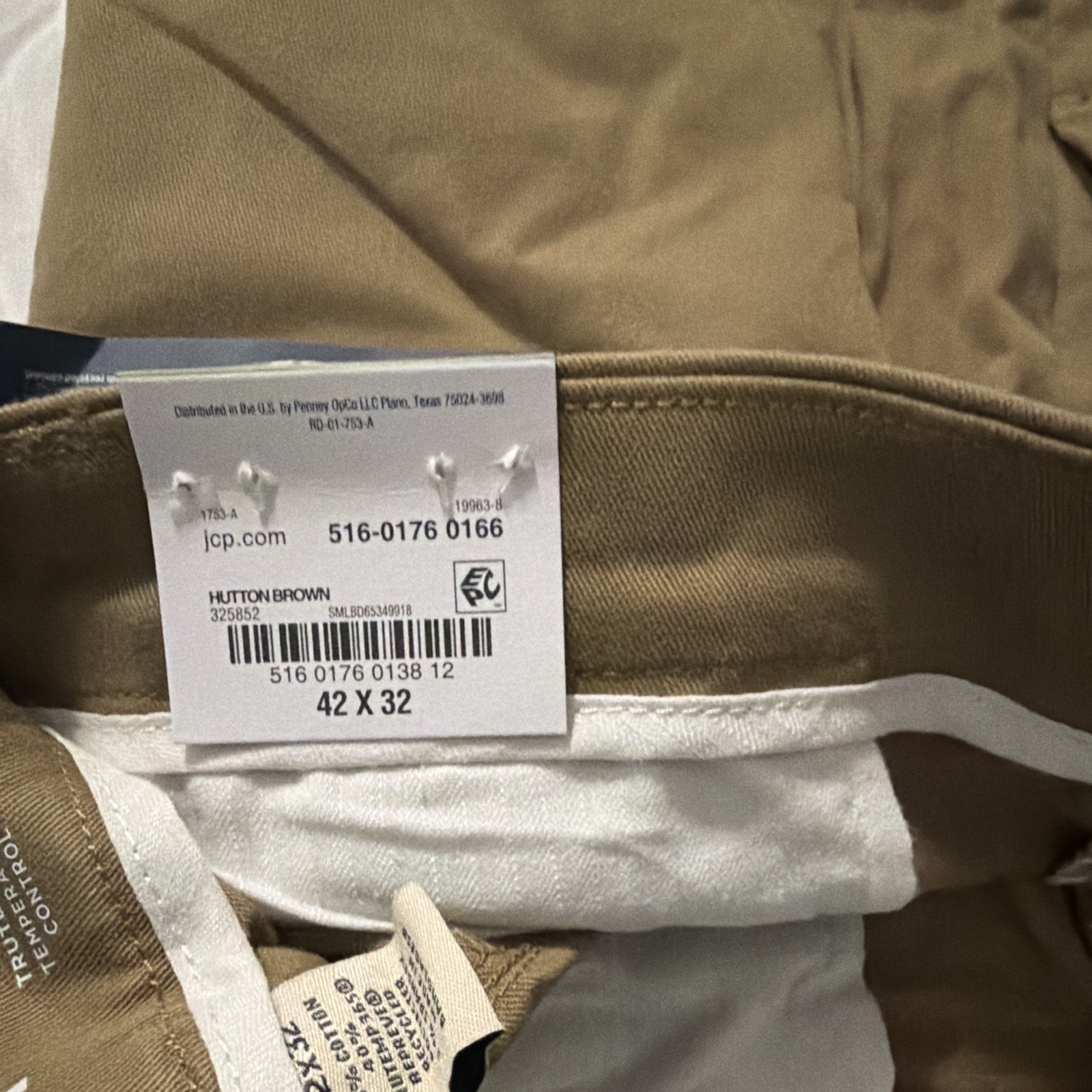 St. John’s Bay Temp Flex Slim Fit Stretch Flat Front Tapered Twill Chino 42