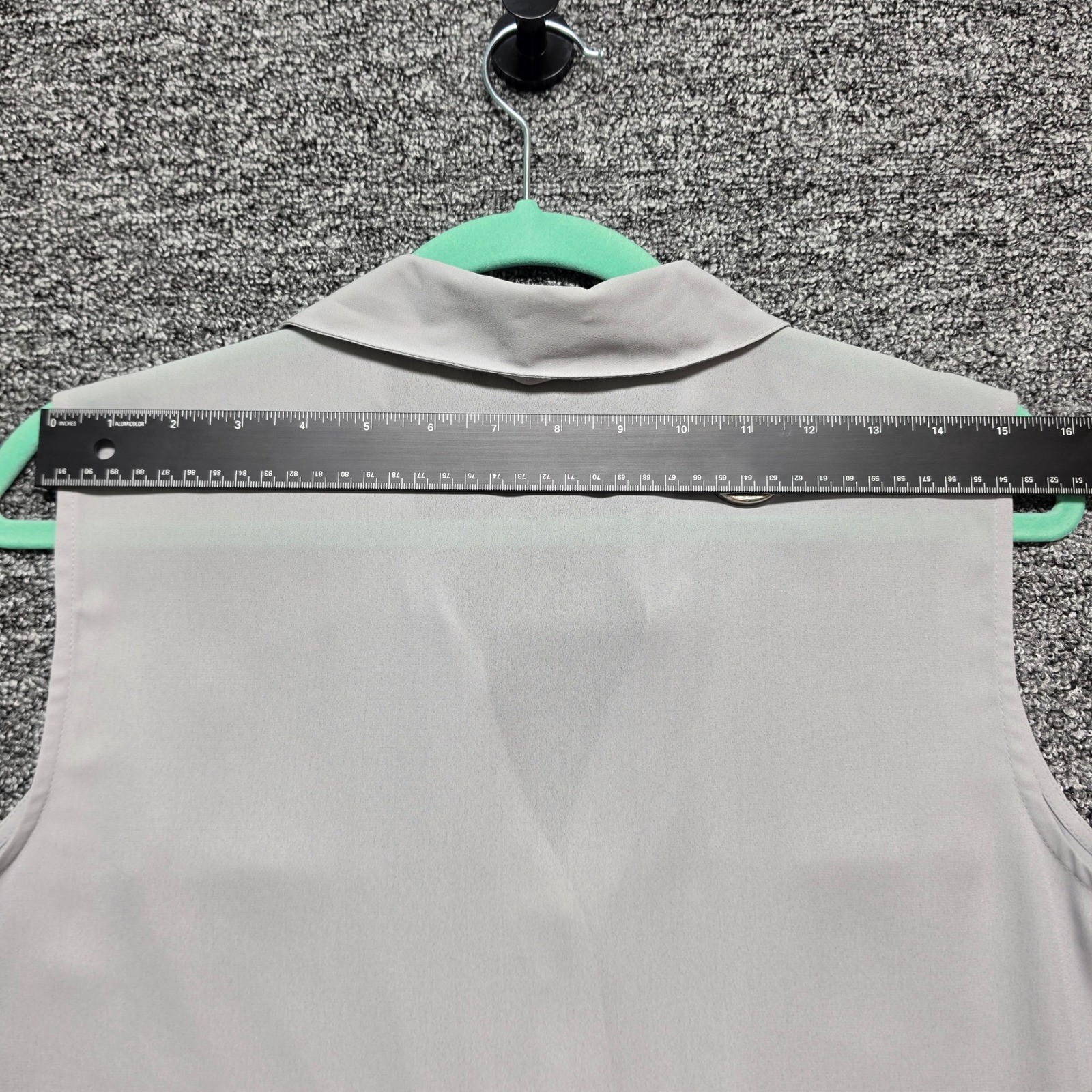 Sleeveless Blouse Alfani 12 Womens Gray Excellent Rhinestone Tiered Ruffle Back