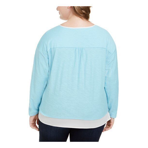 Tommy Hilfiger Top Aqua Layered Tunic Wear To Work Women Plus Sz 1X NEW NWT 524