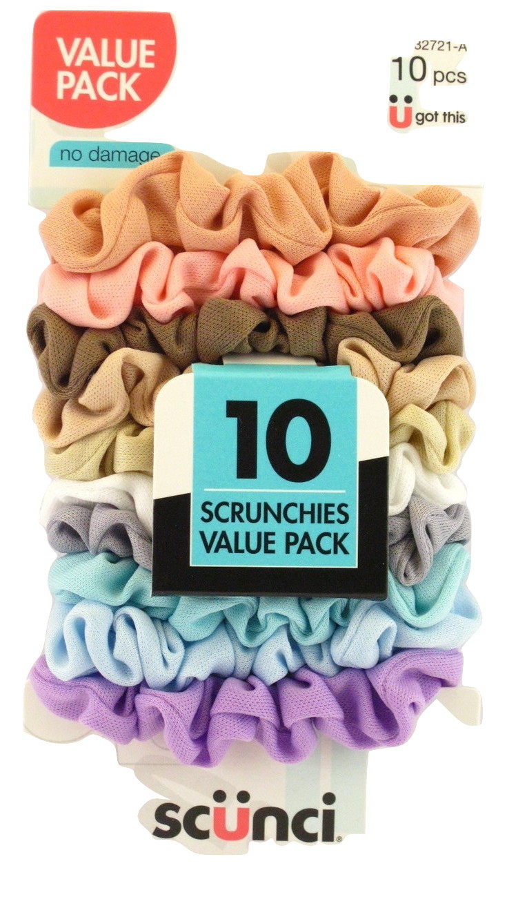SCUNCI VALUE PACK NO DAMAGE INTERLOCK SCRUNCHIES – 10 PCS. (32721-A)