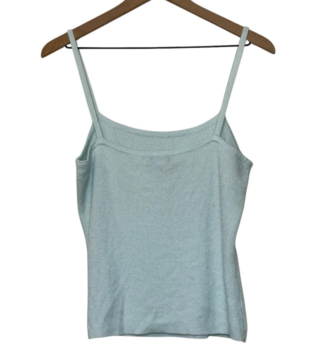 Vintage 90s Express Tricot Large Sweater Knit Strappy Shell Tank Top Green