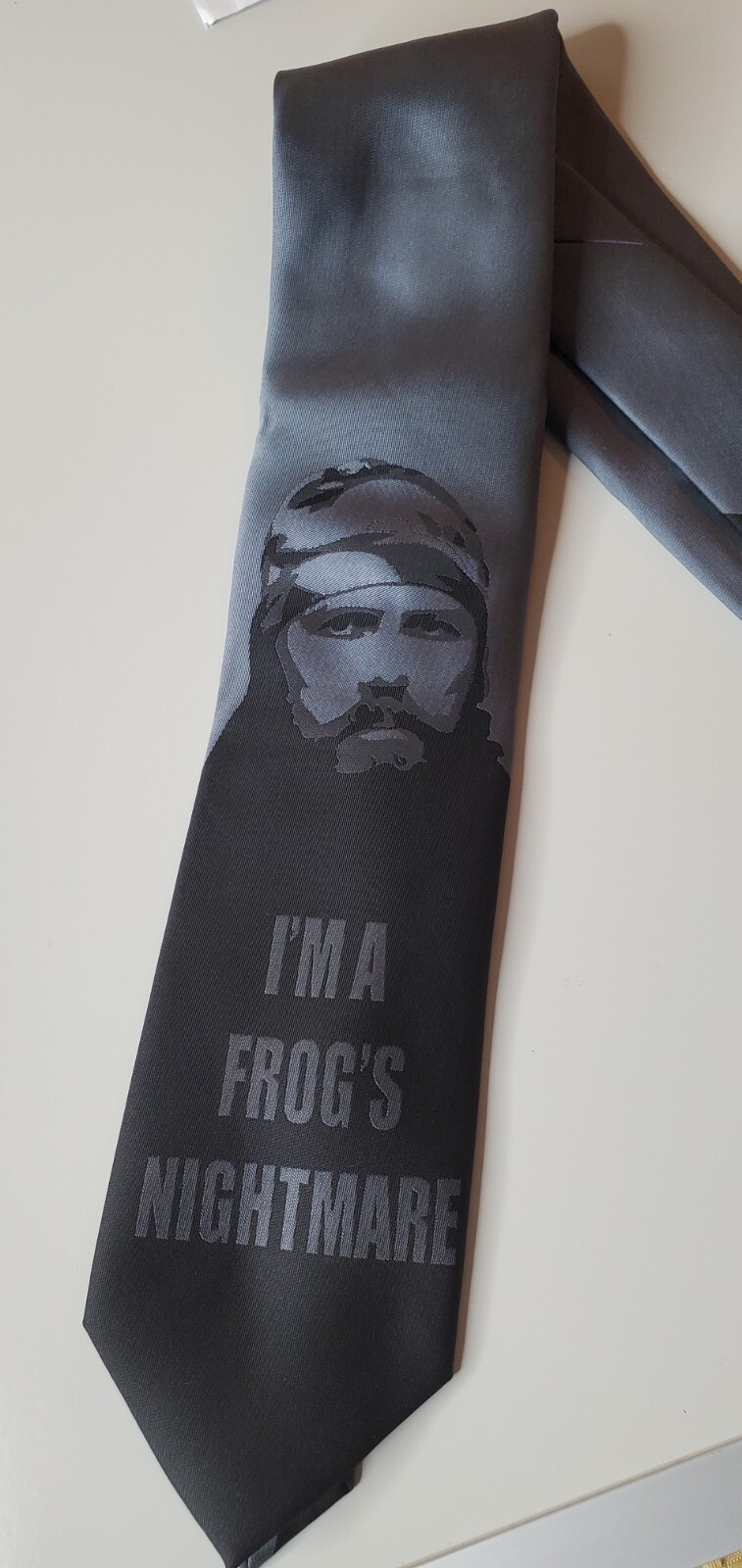 Duck Dynasty Jase Robertson I’m a Frog’s Nightmare Neck Tie Gray Black
