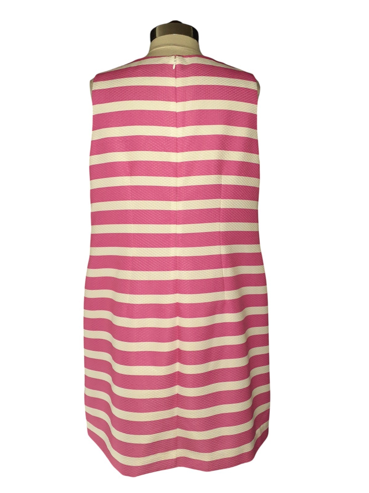 JESSICA HOWARD Plus Size 14W Shift Dress Pink White Stripes Lace Sleeveless