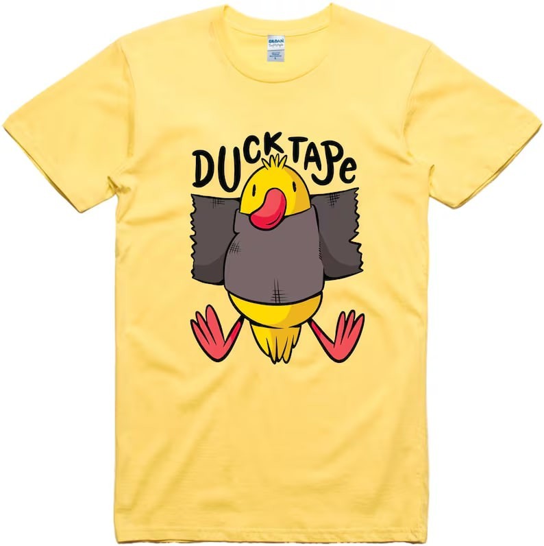 Funny T Shirt Duck Tape Print Regular Fit 100% Cotton Tee