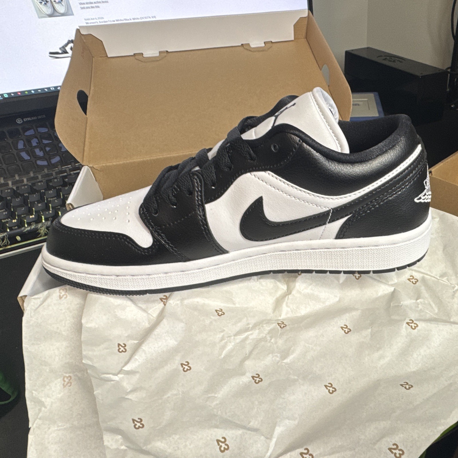 🖤🤍 PANDA AIR JORDAN 1 LOW Sneakers Black/White DQ774L-101 WMNS SZ8