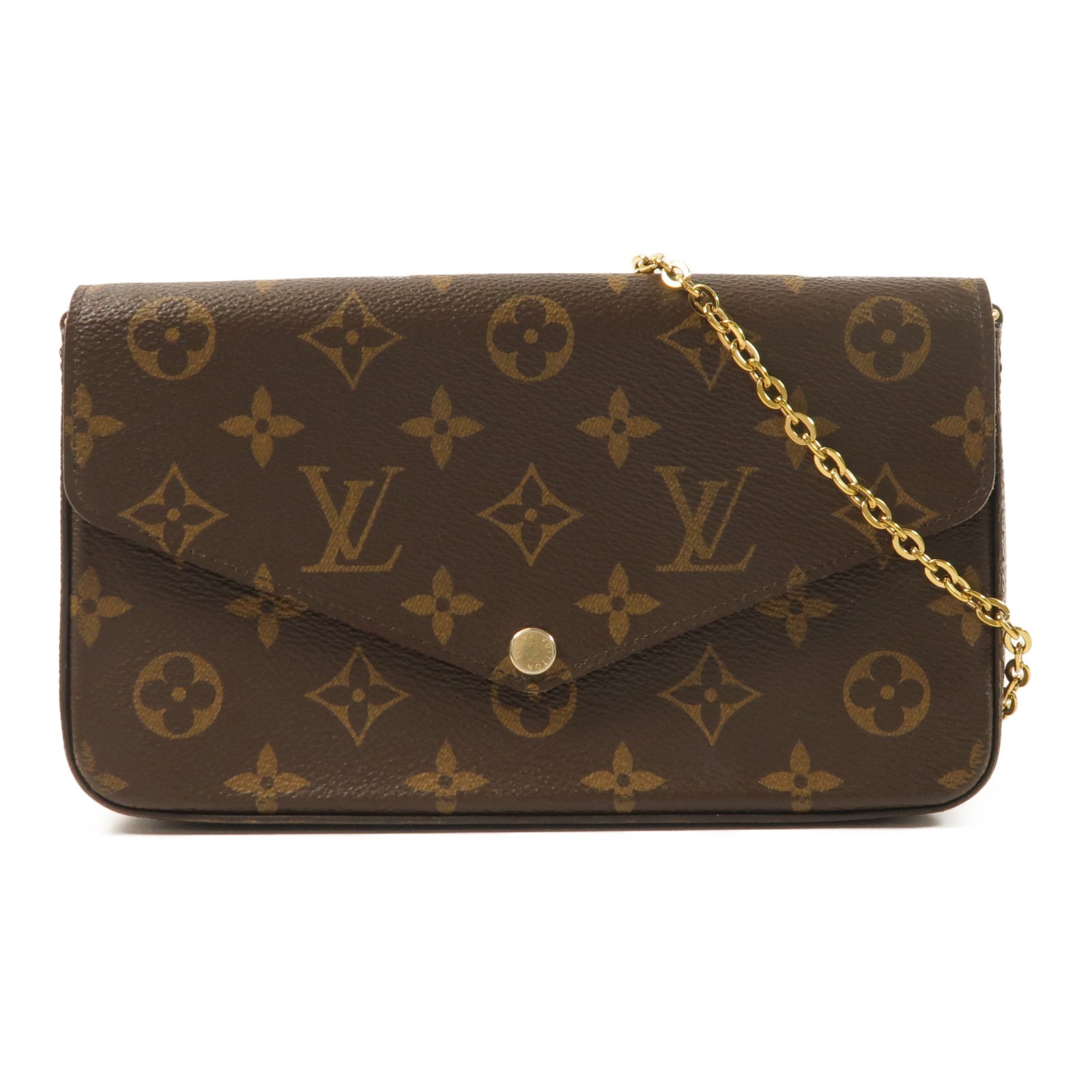 LOUIS VUITTON GHW Felicie Pochette Chain Shoulder Bag M81896 Monogram Brown Red