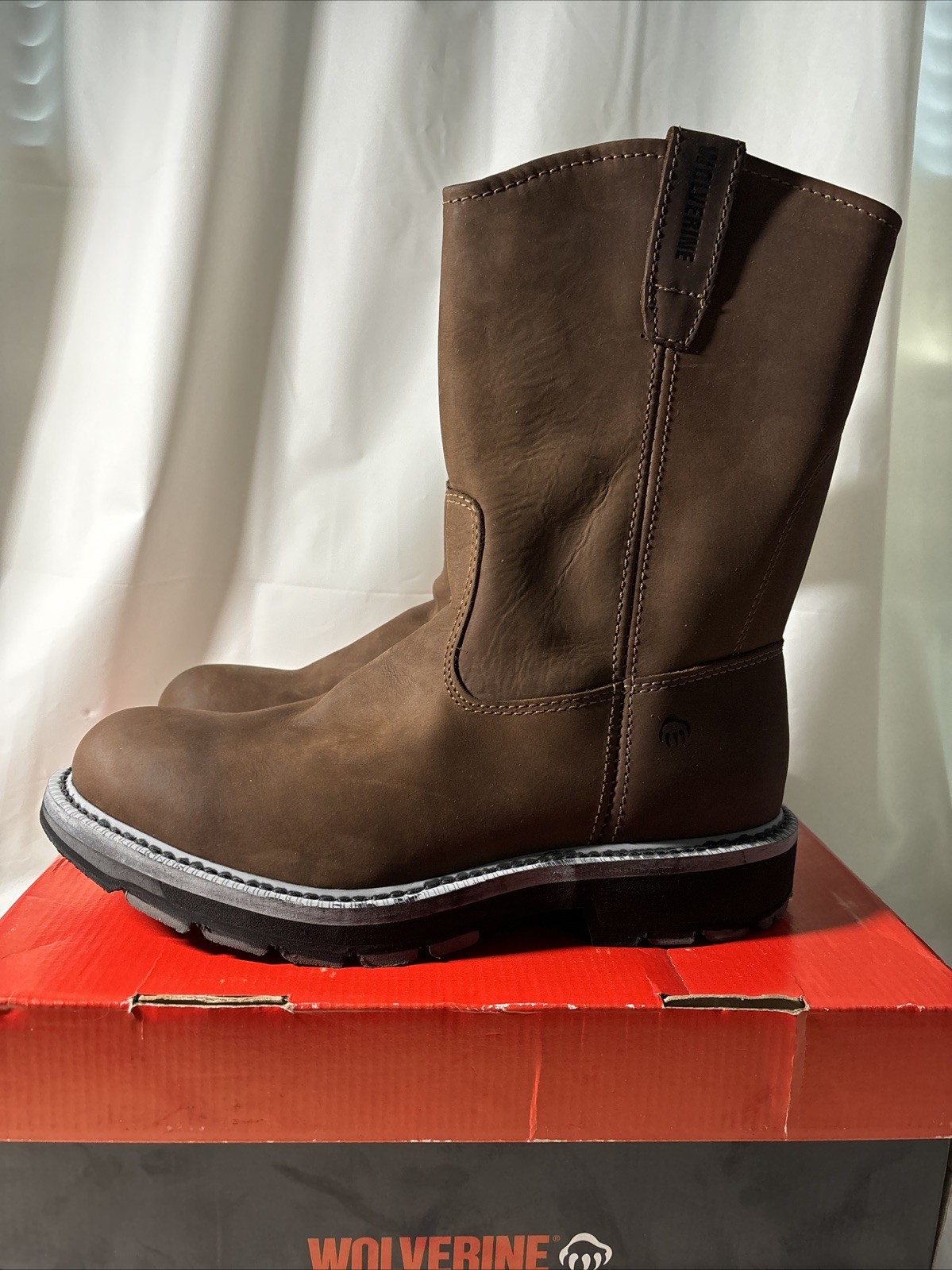 Wolverine Men Wellington 10″ Leather Work Boots Dark Brown W04727 Size 10M