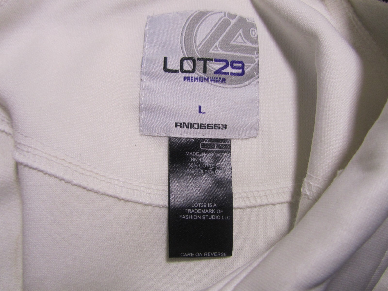 LOT 29 Premier Wear Mens Full-Zip Jacket, White, Cotton Blend, Size L, EUC