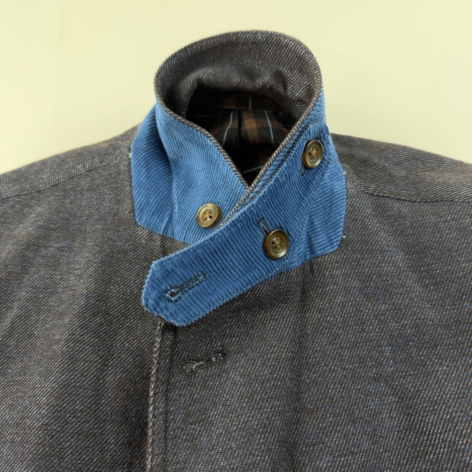 Kroon Linen Wool Unstructured Blue Blazer 44L Sport Coat Jacket Double Vented